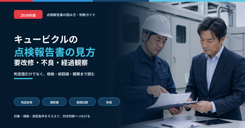 キュービクル点検報告書の見方と要改修・不良・経過観察の判断を解説する記事のアイキャッチ