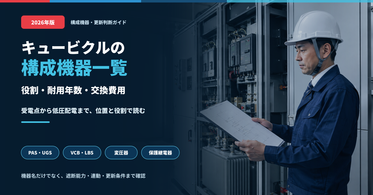 キュービクルの構成機器の役割・耐用年数・交換費用を解説する記事のアイキャッチ
