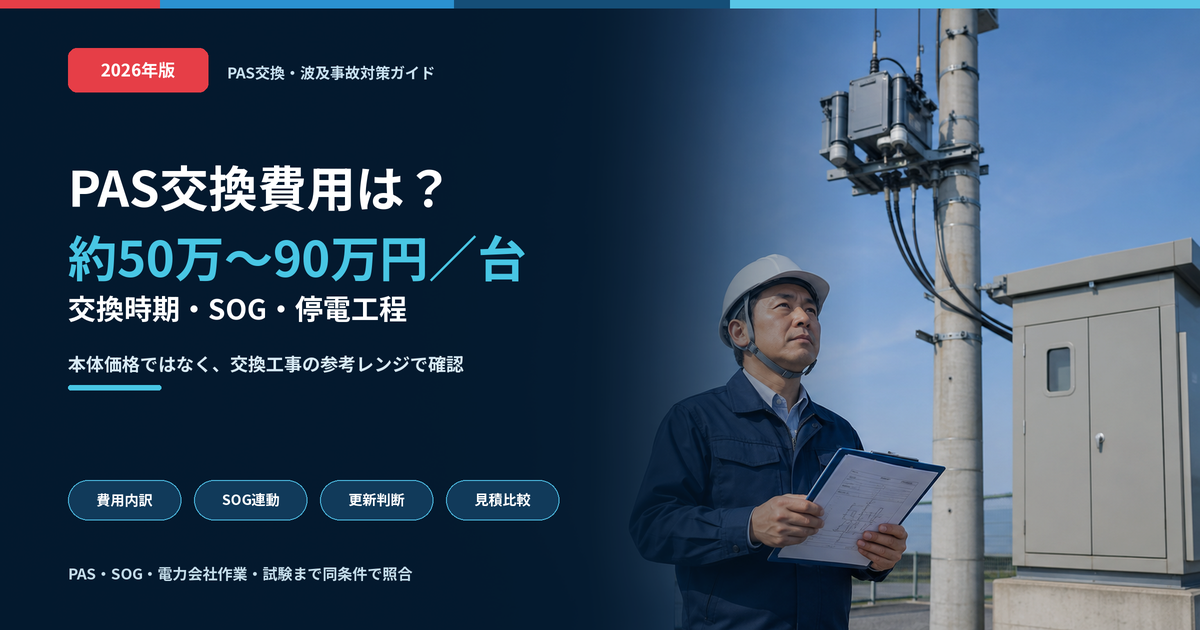 PAS交換費用約50万〜90万円と交換時期・SOG・停電工程を解説する記事のアイキャッチ