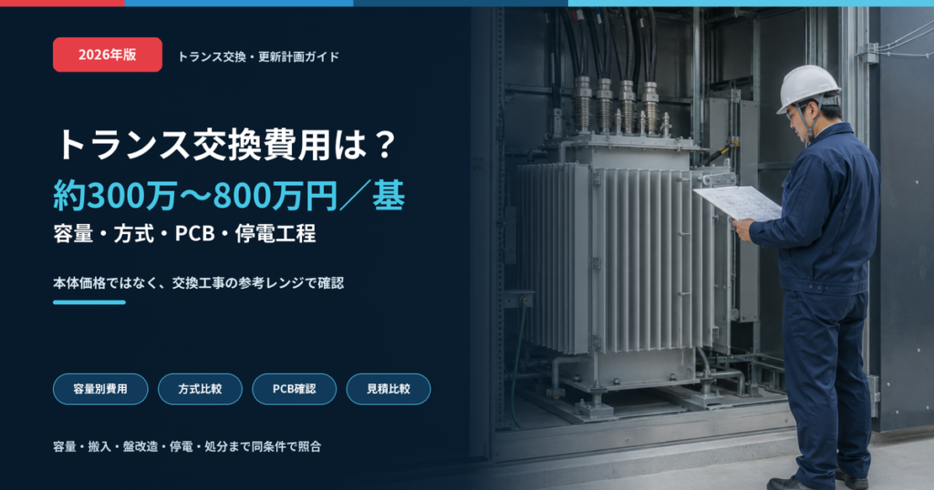 キュービクルのトランス交換費用約300万〜800万円の目安を解説する記事のアイキャッチ