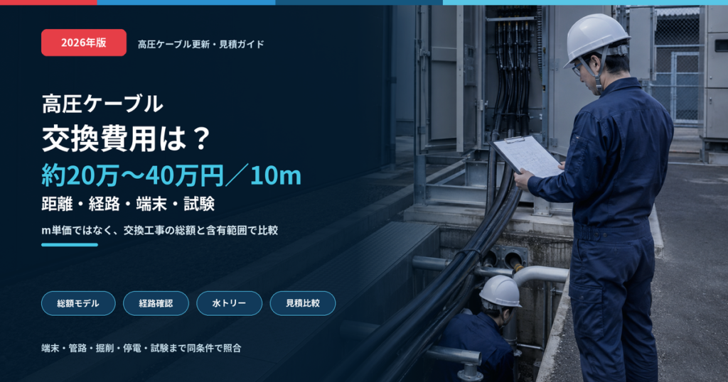 高圧ケーブル交換費用の目安と確認項目を解説するアイキャッチ画像