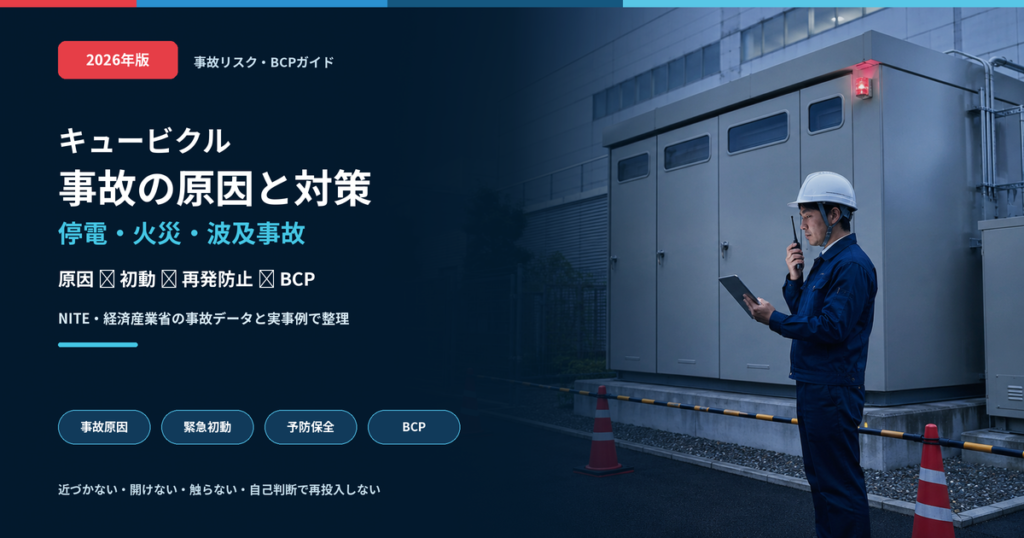 キュービクル事故の原因と対策を解説する記事のアイキャッチ画像