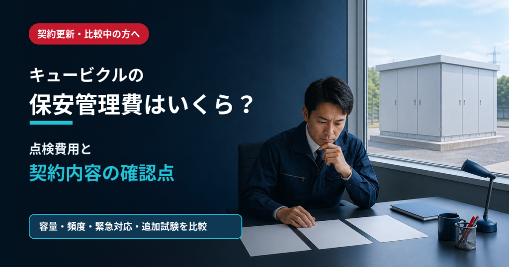 キュービクルの保安管理費と点検費用・契約内容の確認点
