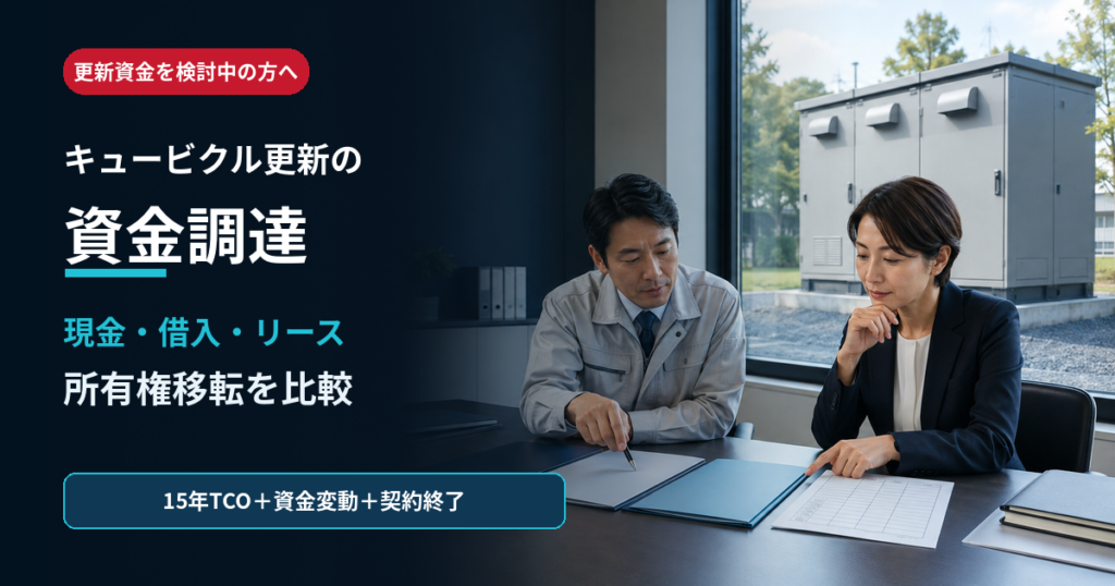 キュービクル更新の資金調達を現金・借入・リース・所有権移転で比較する記事のアイキャッチ